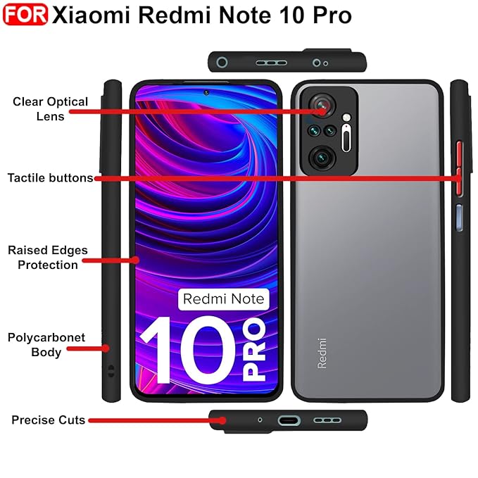 Redmi Note 10 Pro Shockproof Matte Finish Mobile Back Cover. 