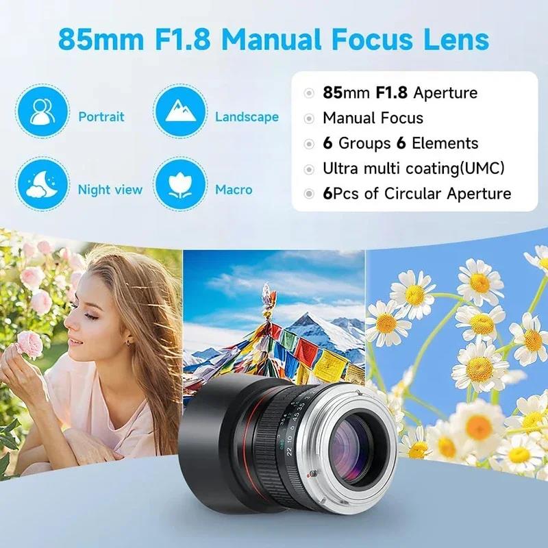 Lightdow 85mm F1.8 Medium Telephoto Portrait Lens for Canon R Ra RP R5 R5C R6 Mark II R7 R8 R10 R50 R100 Mirrorless Cameras. 
