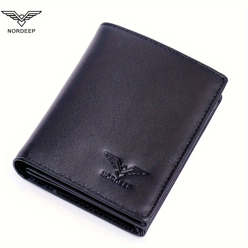 1pc Men's Nordeep Leather Wallet, With Extra-thick Three Fold Wallet, Top Layer Cowhide Retro Card Holder, Large Capacity Multi-function Multi-card Wallet. 