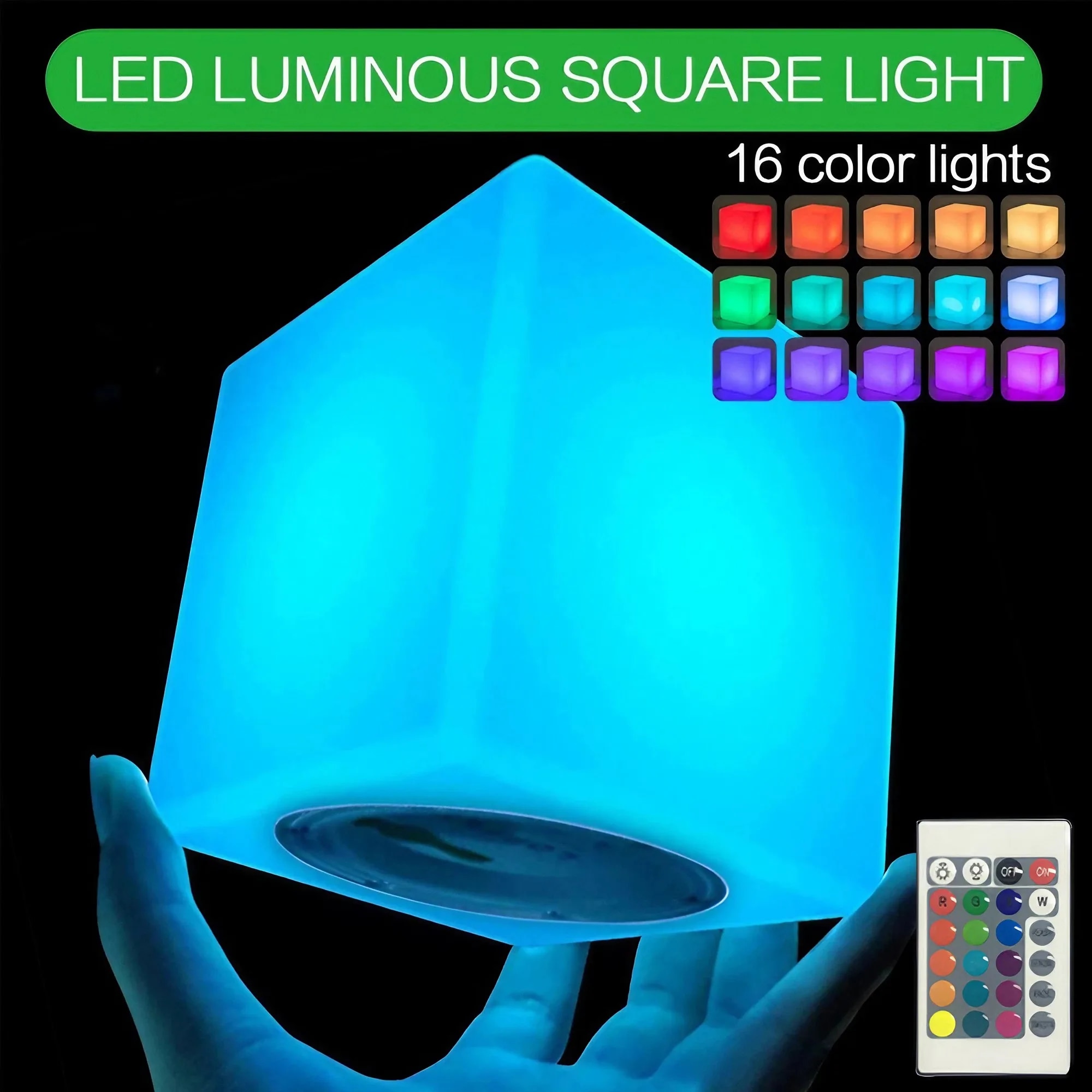 USB Rechargeable Waterproof and Shockproof 16-Color Remote Control LED Light Cube, Create a Colorful World of Light and Shadows