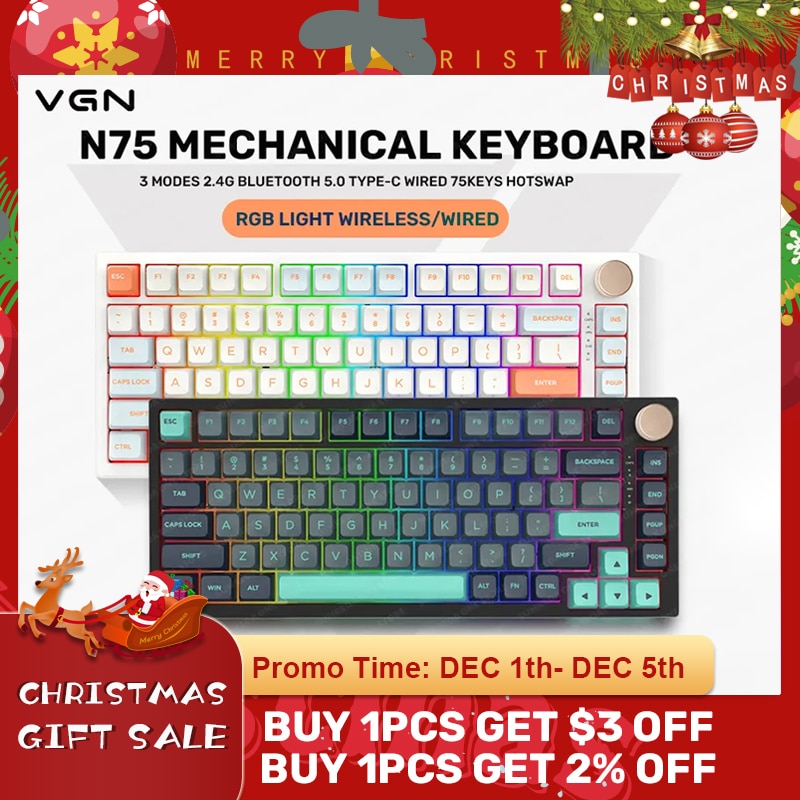 Vgn N75 Pro Keyboard 82 Keys Tri-mode Bluetooth Wireless 2.4g Wired Hotswap Mechanical Keyboard Accessory For Pc Gaming Gifts