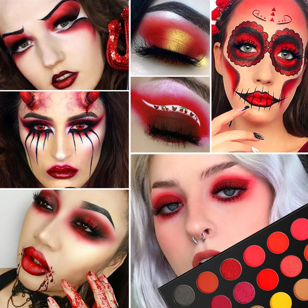 FLAME ROSE Red Eyeshadow Makeup Palette professional,DE'LANCI Pigmented 18 Color Eyeshadow Pallet Matte Shimmer Glitter Abandon Abandon. 