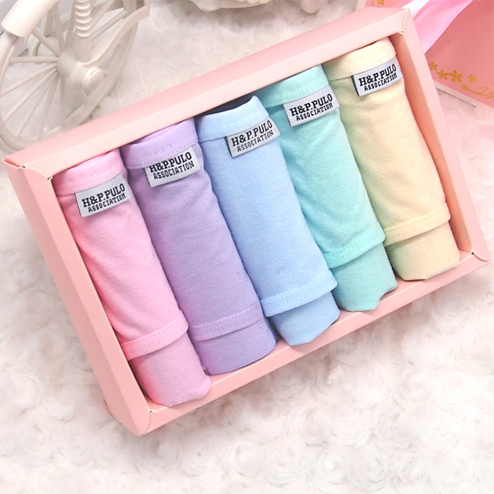 5Pcs Women's Cotton Panties Female Cotton Briefs Women's Candy Color Solid Color Ladies Briefs Seamless Simple Women's Underwear