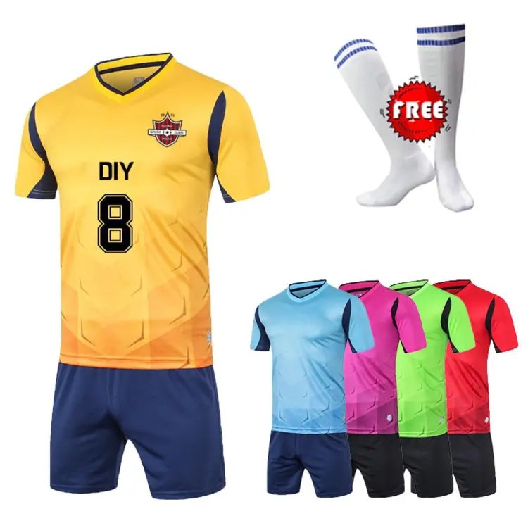 Free Socks Men Survetement Football Jerseys Sport Kit Soccer