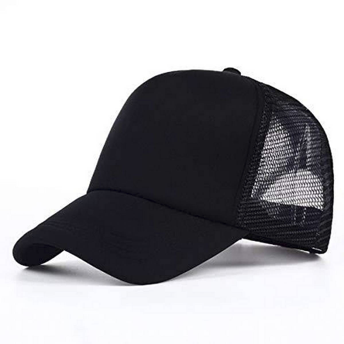 Black Half Net Cotton Curved Cap for 