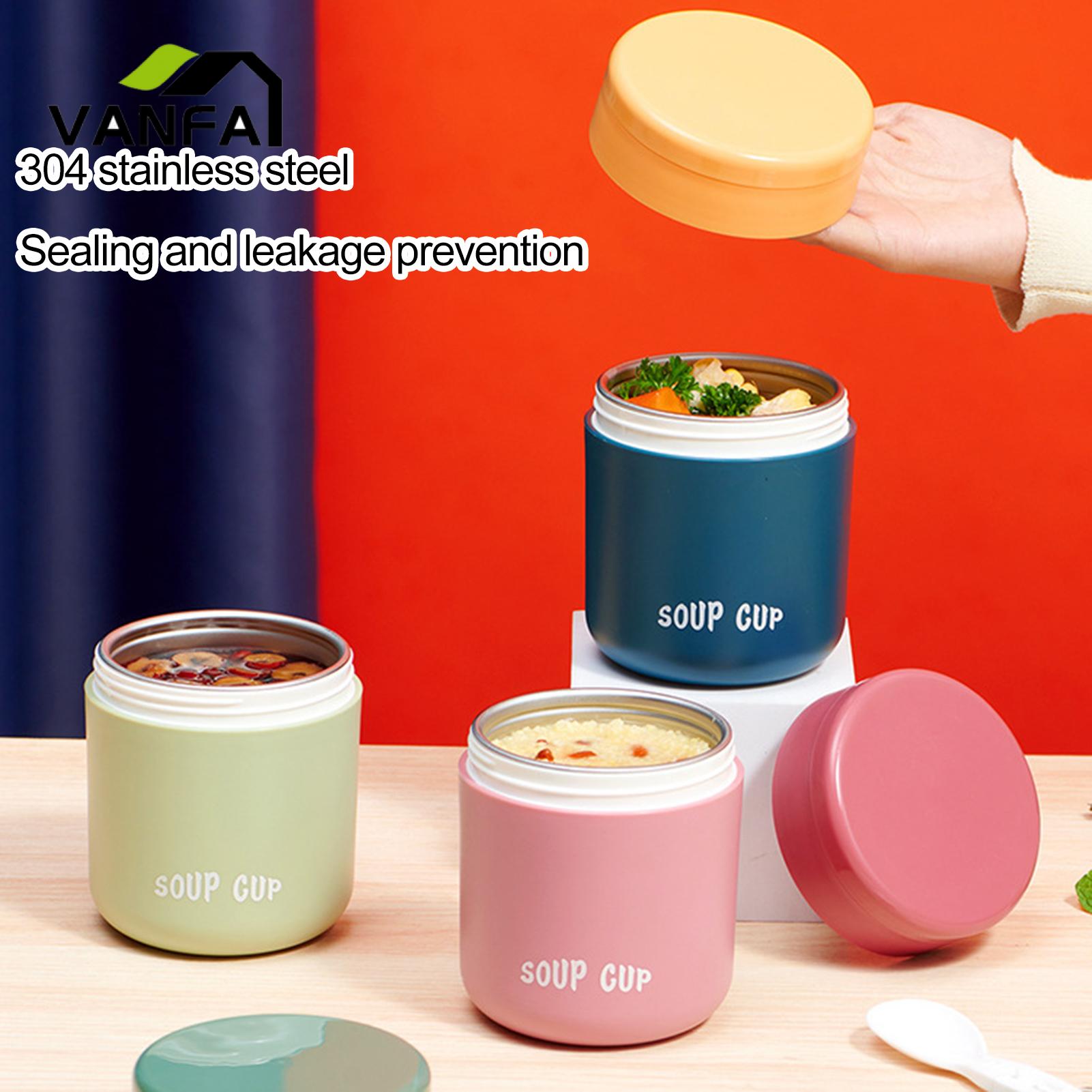 Insulated Food Container Portable Stainless Steel Insulated Food Jar Leakproof Large Capacity Thermal Lunch Container for Hot Food Soup 500ml