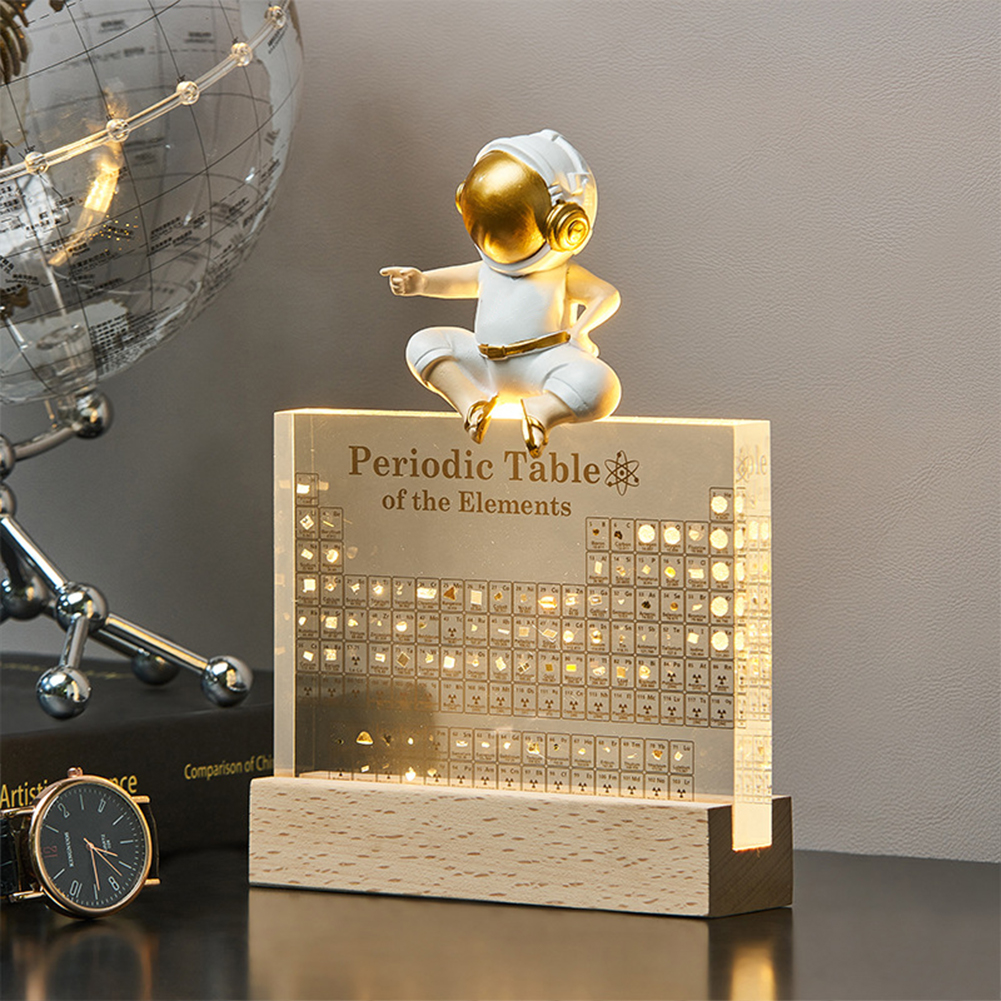 GC Periodic Table With Light, Acrylic Periodic Table Ornaments With 83 Kinds Of Real Elements And Wooden Stand, Home Decor For Science Lovers Students Gifts. 
