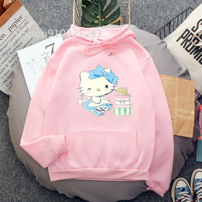 Pink Cartoon Hello Kitty Women's Hoodie Funny Melanie Martinez Hoodies Printing Sweatshirt Spring/Autumn Women Tops Clothes. 