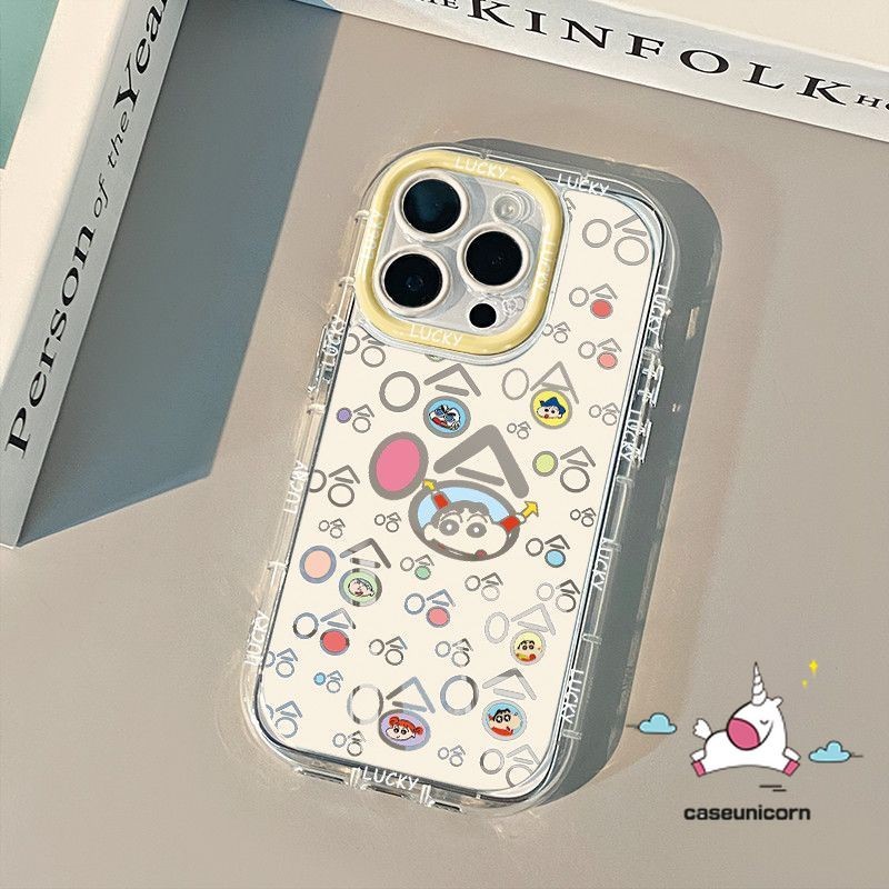 Cartoon Crayon Shin-chan Cute Doraemon Funny Text Color Graffiti Casing Compatible for IPhone 16 15 14 13 11 12 Pro Max 7Plus XR XS Max X 15 8 14 7 Plus SE Luxury Mirror Case. 