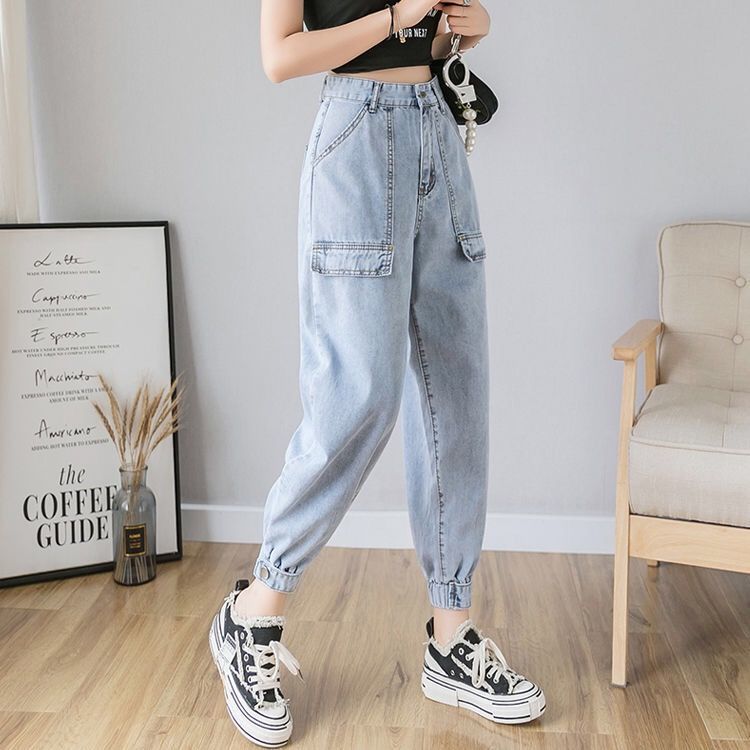 Jeans Women's New Loose Thin Section High Waist Cropped Pants Big