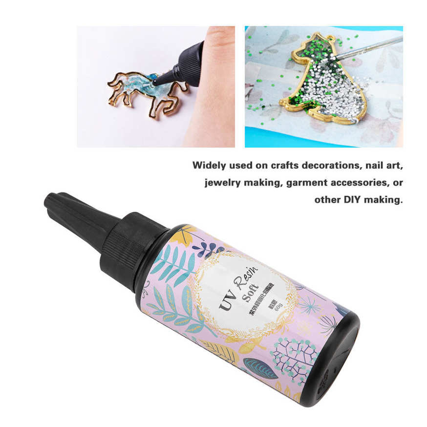 DIY Crystal Transparant UV Quick-drying Glue Hard Curing Resin Gel Non-toxic. 