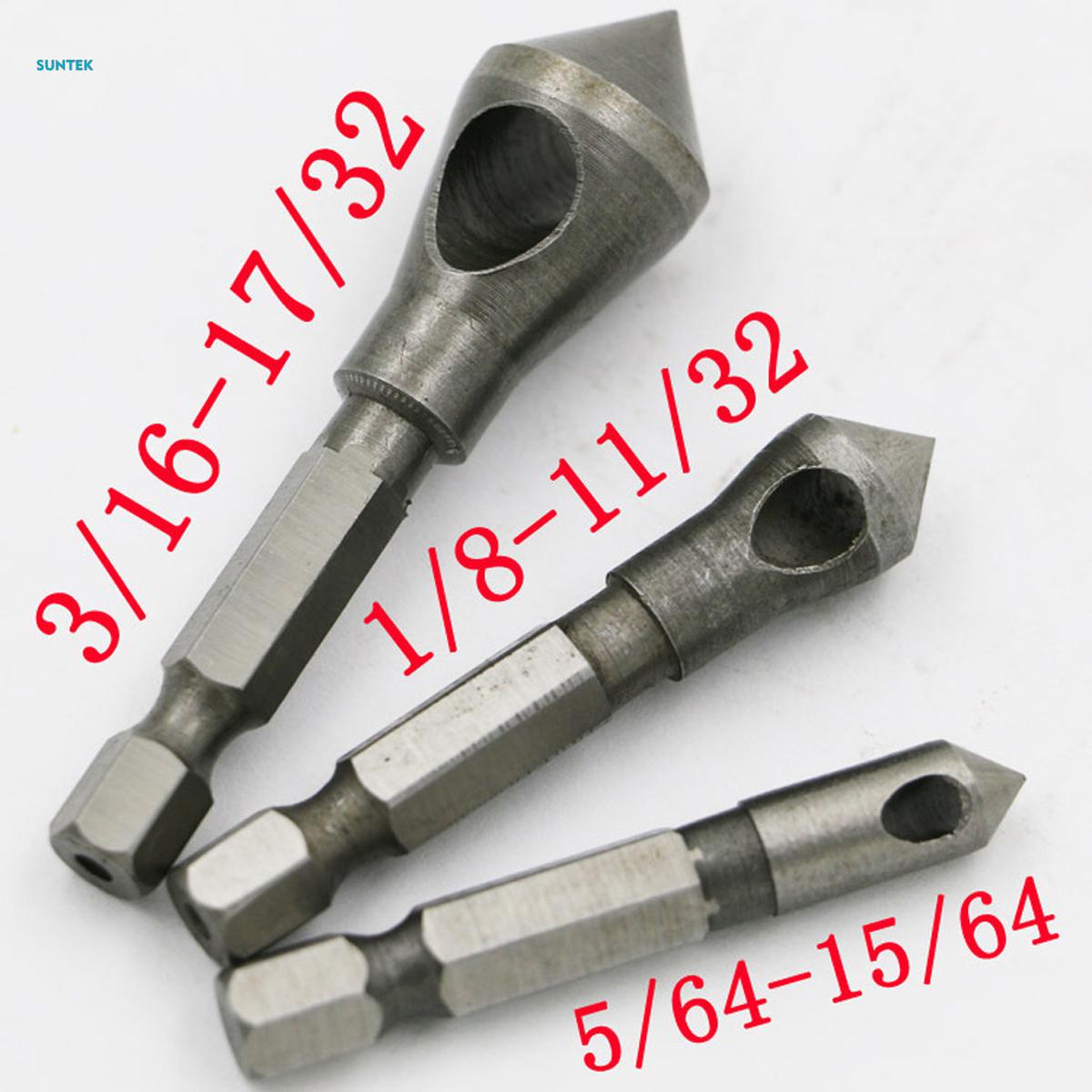 3 Pcs Countersink Drill Deburring Metal Hex Shank