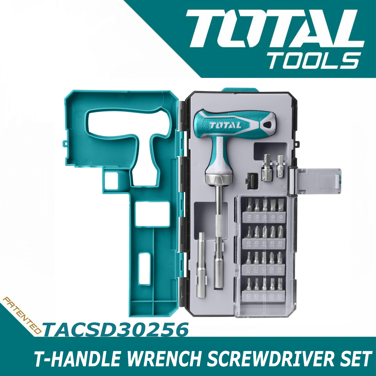 Total 25 Piece T Handle Wrench Screwdriver Set