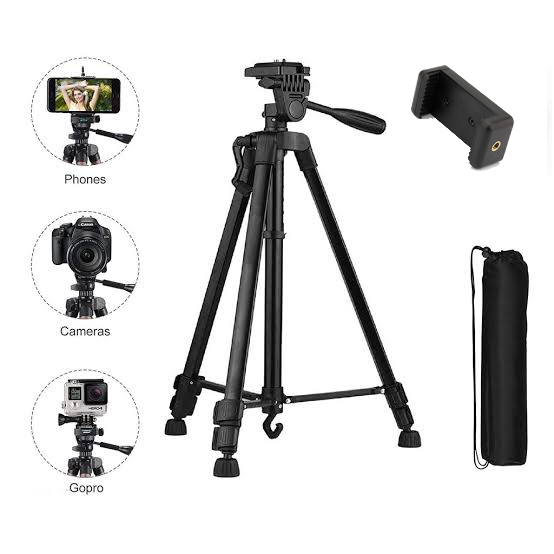 Tripod Stand 380A Mobile Stand Camera Stand Pro 3 Way Head - Black - Maximum Height: Approx. 1345mm/52.97inch. 