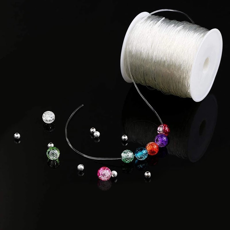 0.5-1mm 100m/ Roll Transparent Elastic Crystal Line Beading Cord String Wire Thread for Jewelry Making DIY Necklace Bracelet Accessories [Jane Eyre]. 