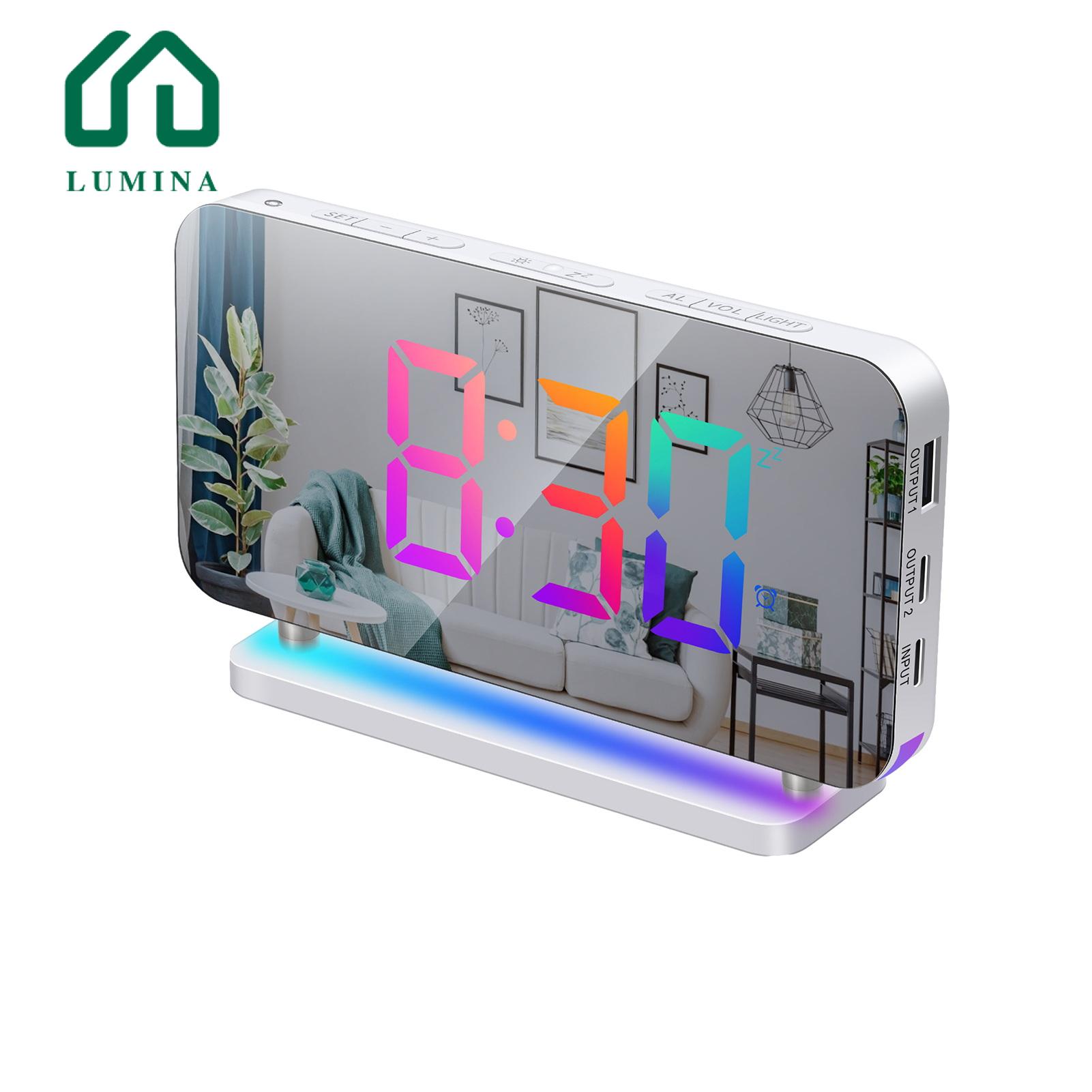 Lumina Rgb Alarm Clock Modern Led Table Clock with Automatic Dimming Snooze Function Easy to Read Stylish Decor for Homes Modern Led Time Display Clock. 