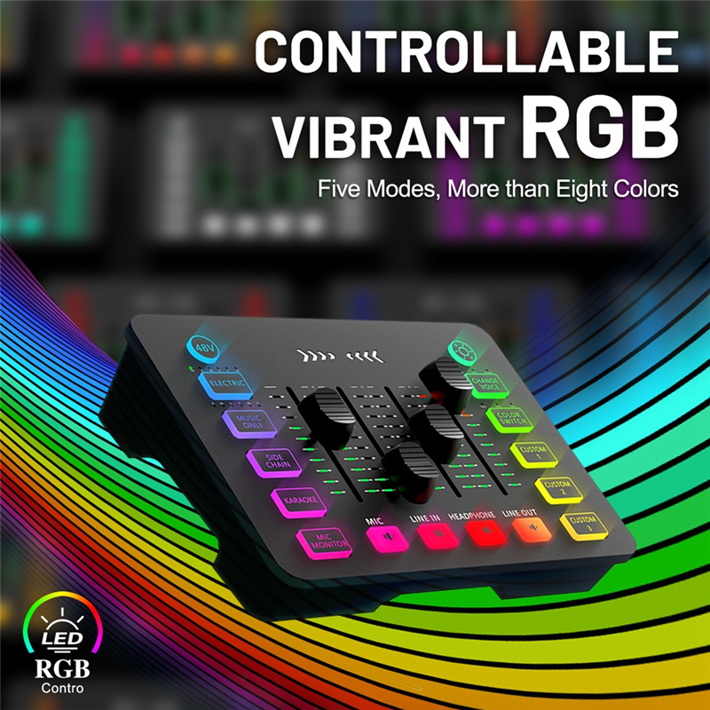 Sound Card Audio Interface Mixer with XLR Microphone Interface. 
