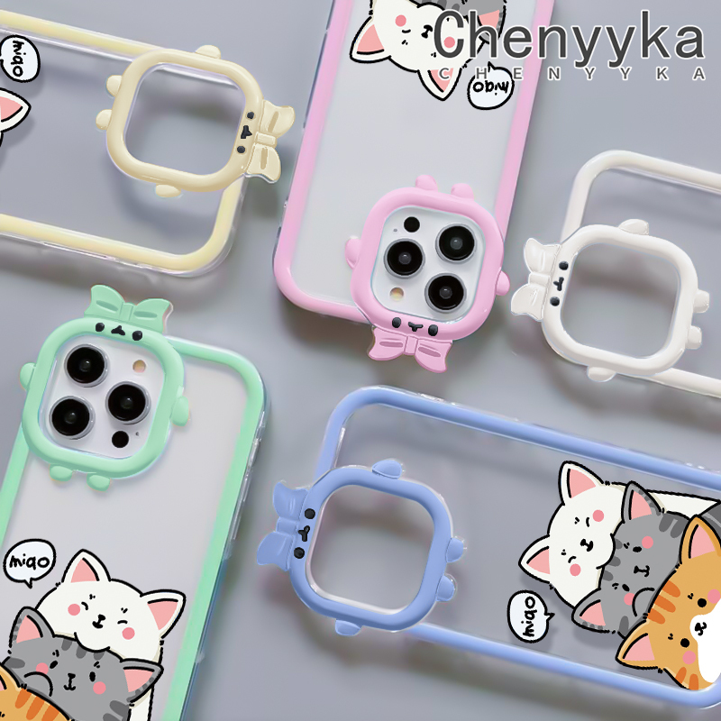 Chenyyka For iPhone X Xs Xr Xs Max Case Cartoon Cute Cat Little Monster Camera Lens Soft Clear Shockproof Phone Cases Simple Transparent Back Cover Silicone Protective Case. 