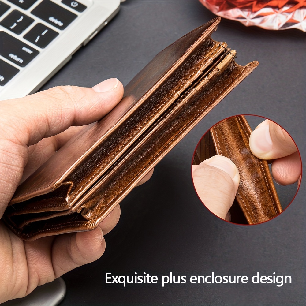 1pc Men's Nordeep Leather Wallet, With Extra-thick Three Fold Wallet, Top Layer Cowhide Retro Card Holder, Large Capacity Multi-function Multi-card Wallet. 