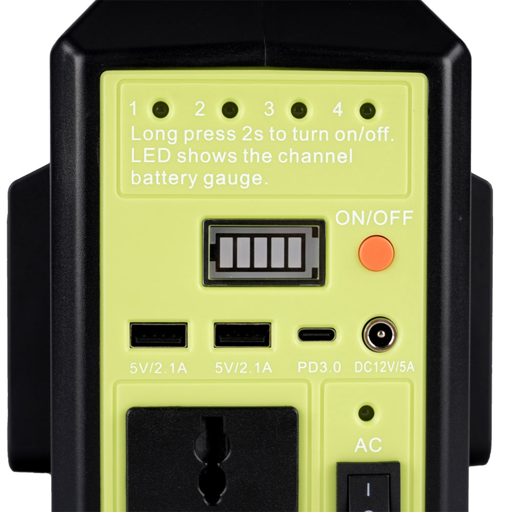 1 PCS to AC 220V USB PD3.0 Tpye-C Power Bank Converter 300W Converter with Light for 18V Battery. 