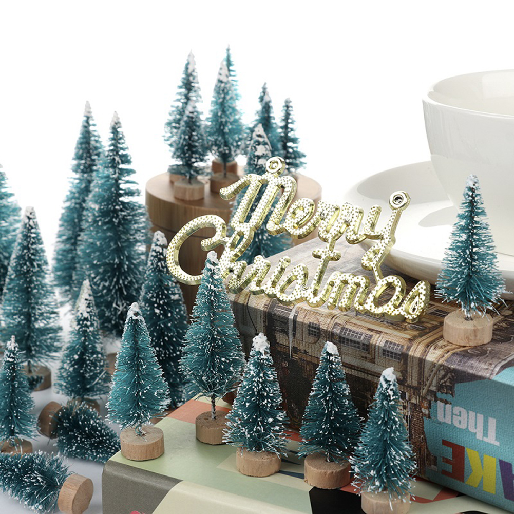 Tiny Xmas Tree Lightweight Mini Snowy Pine Tree Xmas Party Ornament. 