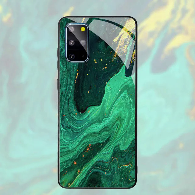 【Healer DingD】 Emerald Green Jade Stone Pattern Phone Case For Samsung S21 S20 FE Plus S23 S22 A71A72 A53 A52 A51 A54 Ultra A12 A31 A32 A33 A34. 