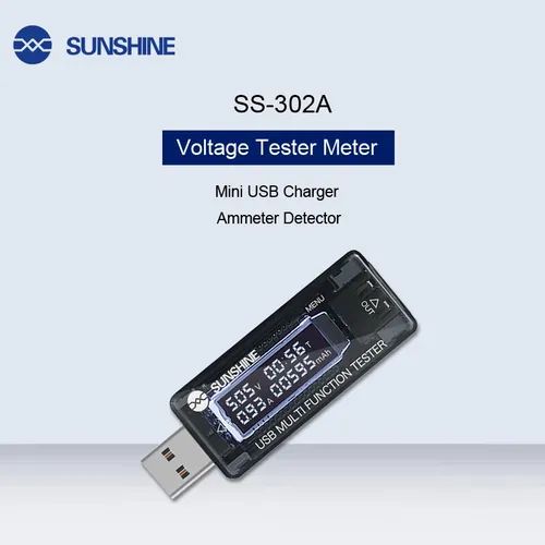 SUNSHINE SS-302A Digital Dispay USB Tester Current Voltage Charger Capacity Doctor Quick Charge Power Bank Meter Voltmeter. 