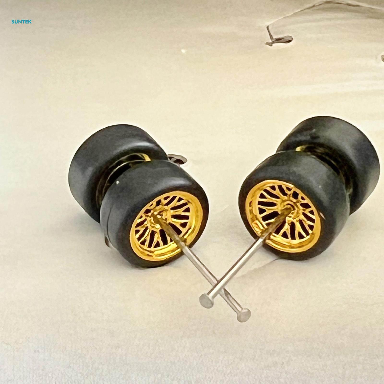 8Pcs 1/64 Scale Modified Tire with Car Wheels Axles for Diecast Car Model. 
