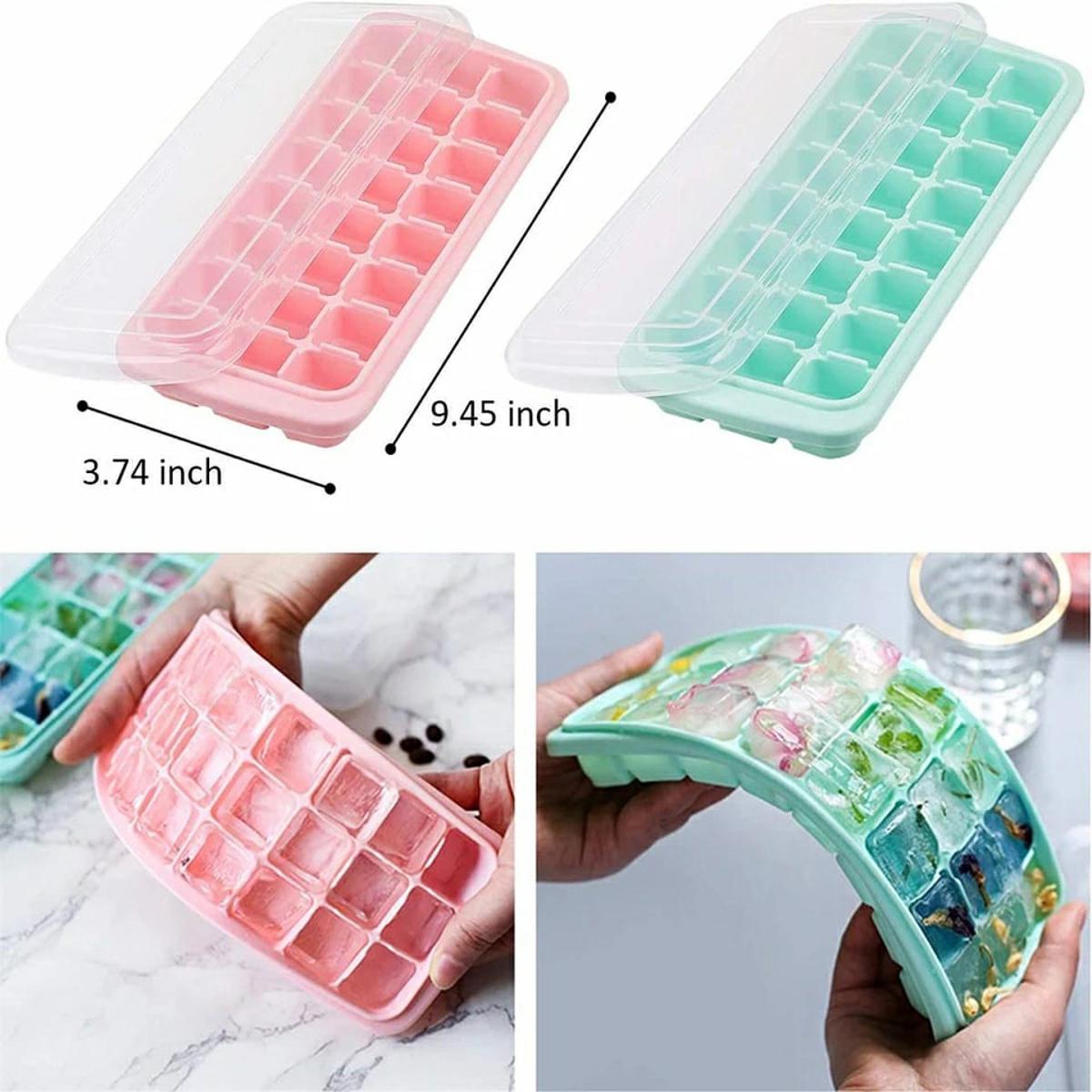 24 Grid Ice Cube Tray With Dust Lid, Rectangle Silicone Ice Cube Mold Kitchen Tools - Ice Cube Tray. 