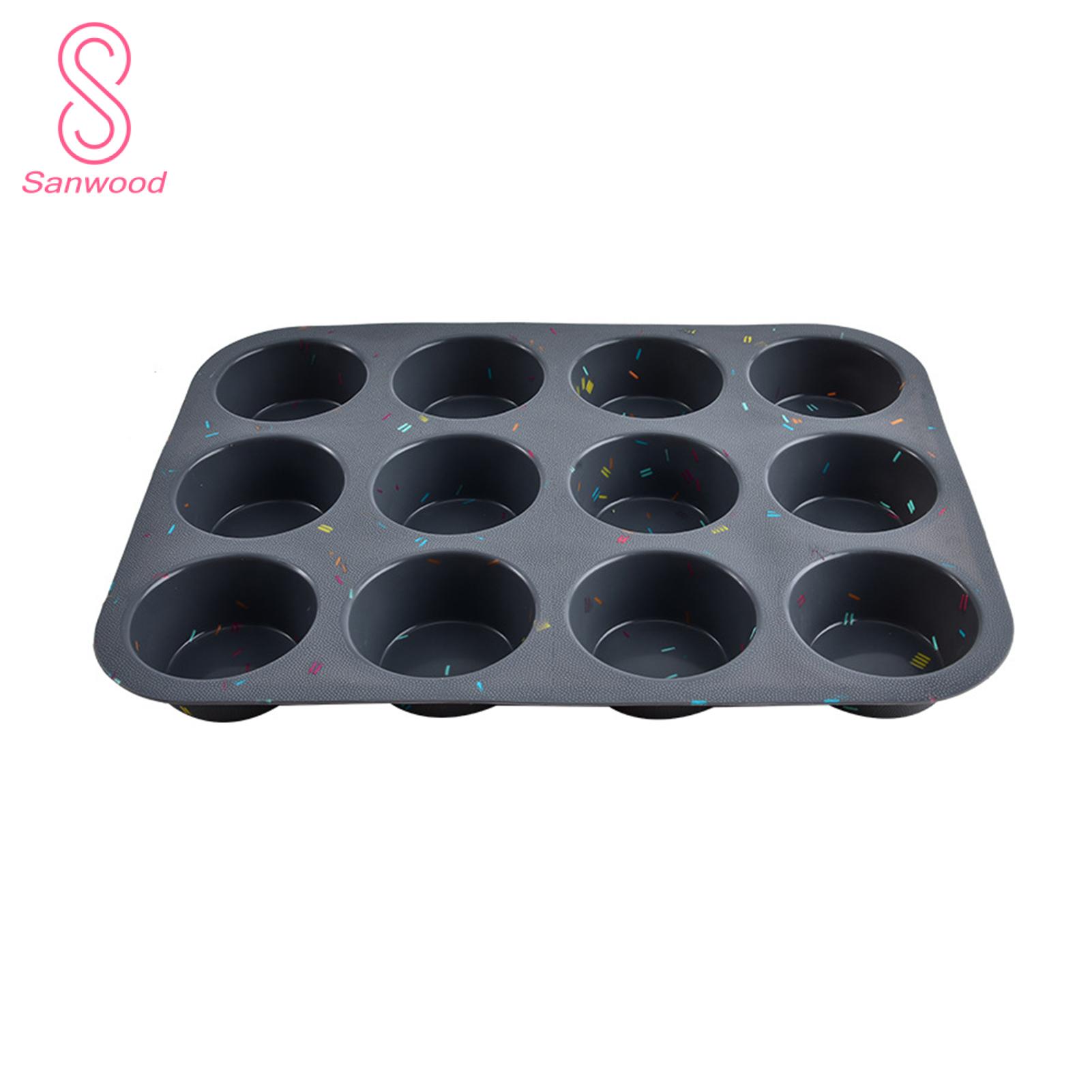 Durable Silicone Bakeware 12-cup Silicone Cupcake Pan Non-stick Baking Mold Oven Safe Muffin Tray for Non-stick Muffin Pan
