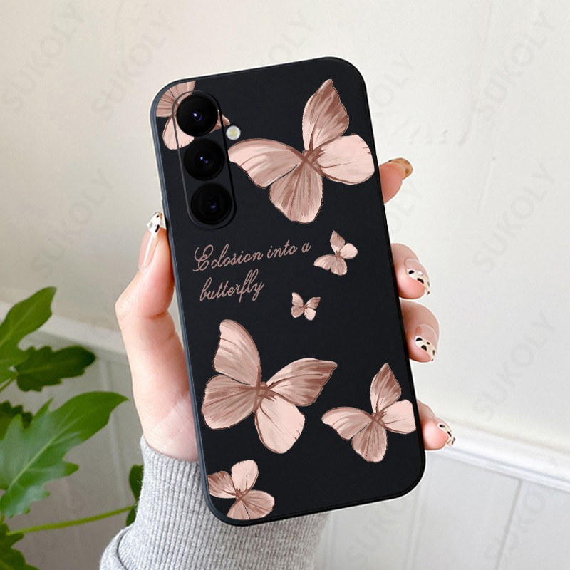 Butterfly Pattern Hand Lanyard Case For Samsung Galaxy S22 S23 S24 Ultra S23 FE A55 A53 A54 A35 A15 5G Soft Silicone Phone Cover. 