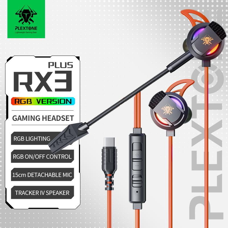 Plextone RX3 Plus Headphone in Type C Interface Wired Gaming Headset Laptop Light Earphone. 