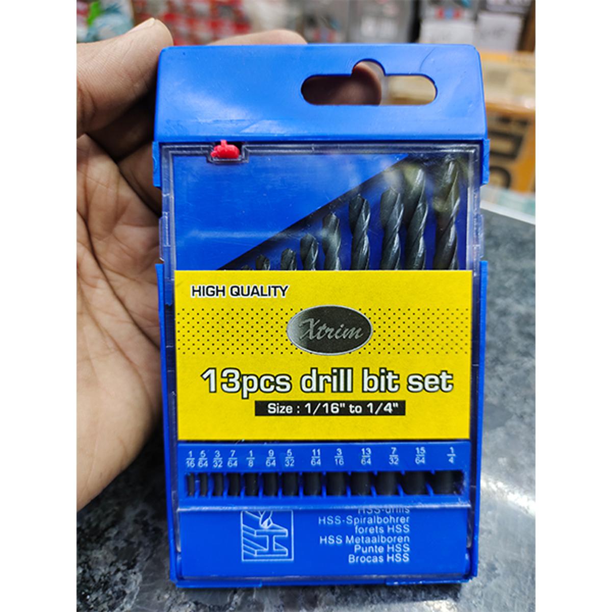 13Pcs HSS Drill Bit Set 1.5-6.5mm Twist Drill Bit 1/16-1/4 Inch Hex Shank Drive Quick Change High Speed For Drill Machine Chuck