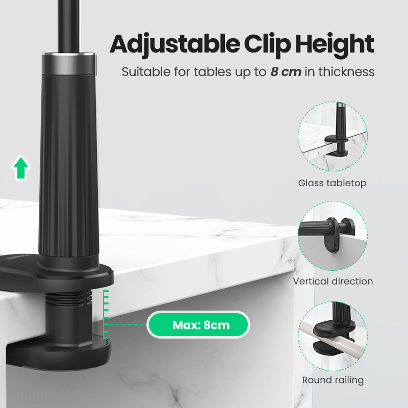 UGREEN Gooseneck Clip Phone Holder for Bed Desk Cell Phone Mount Flexible Lazy Long Ar-m Cla-mp Headboard Hand Free Overhead for iPhone Pro Max Samsung Galaxy Ultra. 