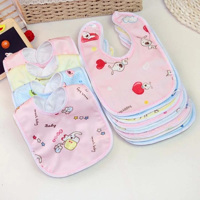 Baby Bibs Double Layers Loldani Waterproof Saliva Towel Learn to eat multicolor. 