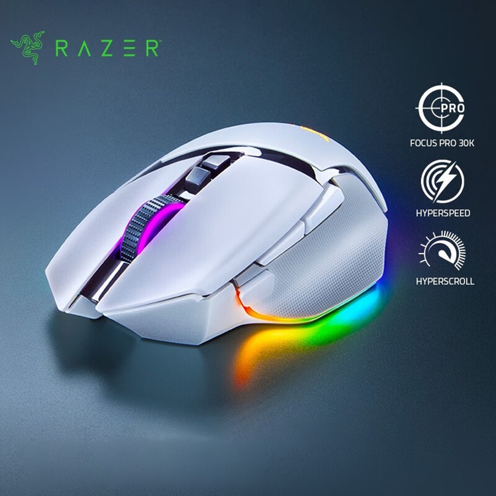 Razer V3 Pro Wireless Mouse RGB Gaming Mouse with 30000DPI Optical Sensor Chroma Hyperspeed Mouse Ergnomic Design 11 Progammable Buttons 90 Million Clicks-white. 