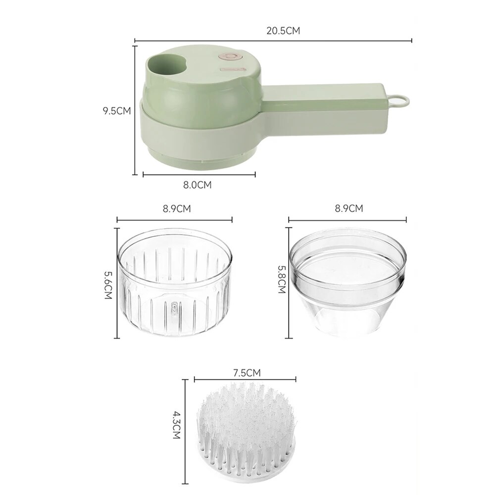 4 IN 1 Electric Food Processor Multifunctional Vegetable Cutter Slicer Handheld Garlic Grinder Wireless Vegetable Chopper. 