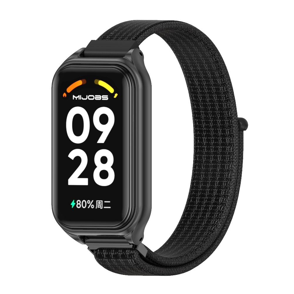 (New)Mijobs Metal Shell Breathable Nylon Loop Watch Band For Redmi Band 2