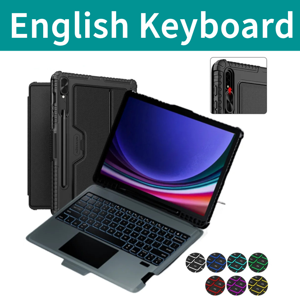 Magic Keyboard For Samsung Galaxy Tab S10+ Case Nillkin Backlight Bluetooth Keyboard Cover For Samsung Galaxy Tab S9/S9 + Cases. 