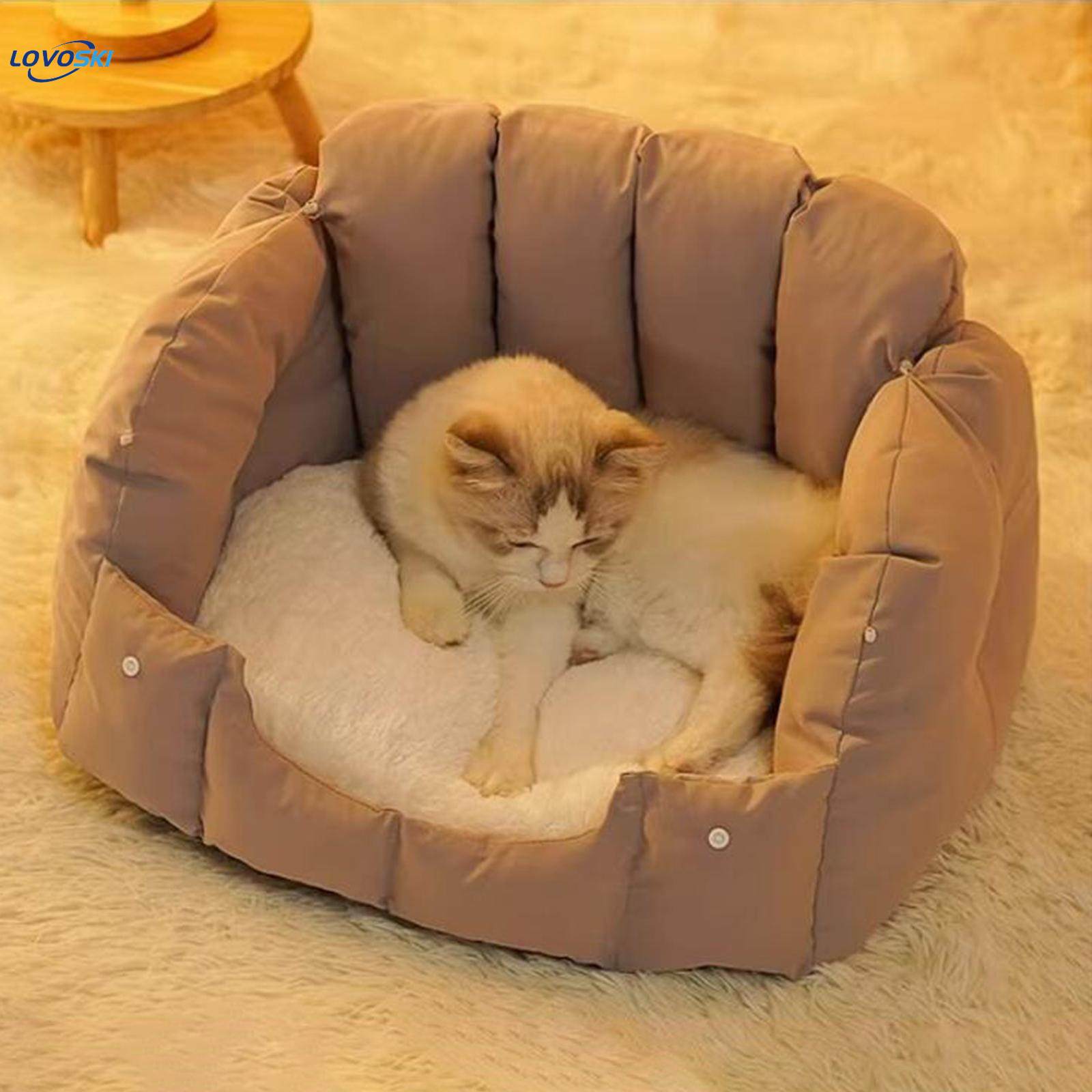 Cat Bed Comfortable Cat Sleeping Pad Hut Cushion Detachable Winter Warm Nest Pet Bed for Cats and. 