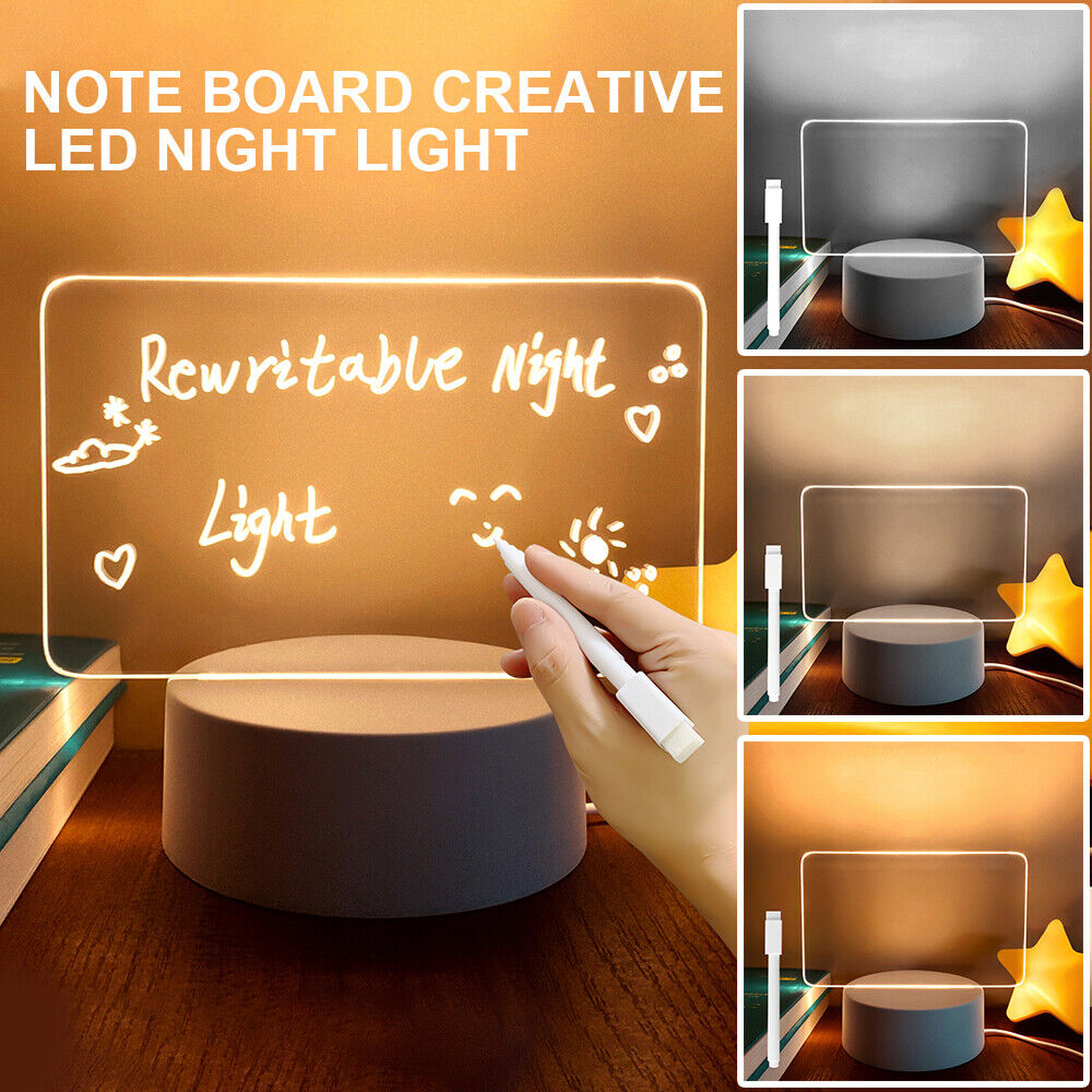 3D Illusion Note Board Creative Led Night Lights USB Power Message Board With Pen Table Lamp
