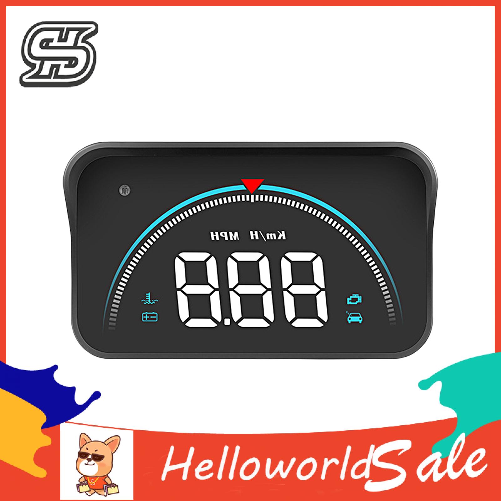 HelloWorld Car Speedometer Brightness Adjustable Multifunction Car Mini Digital Speedometer with OBD Cable. 