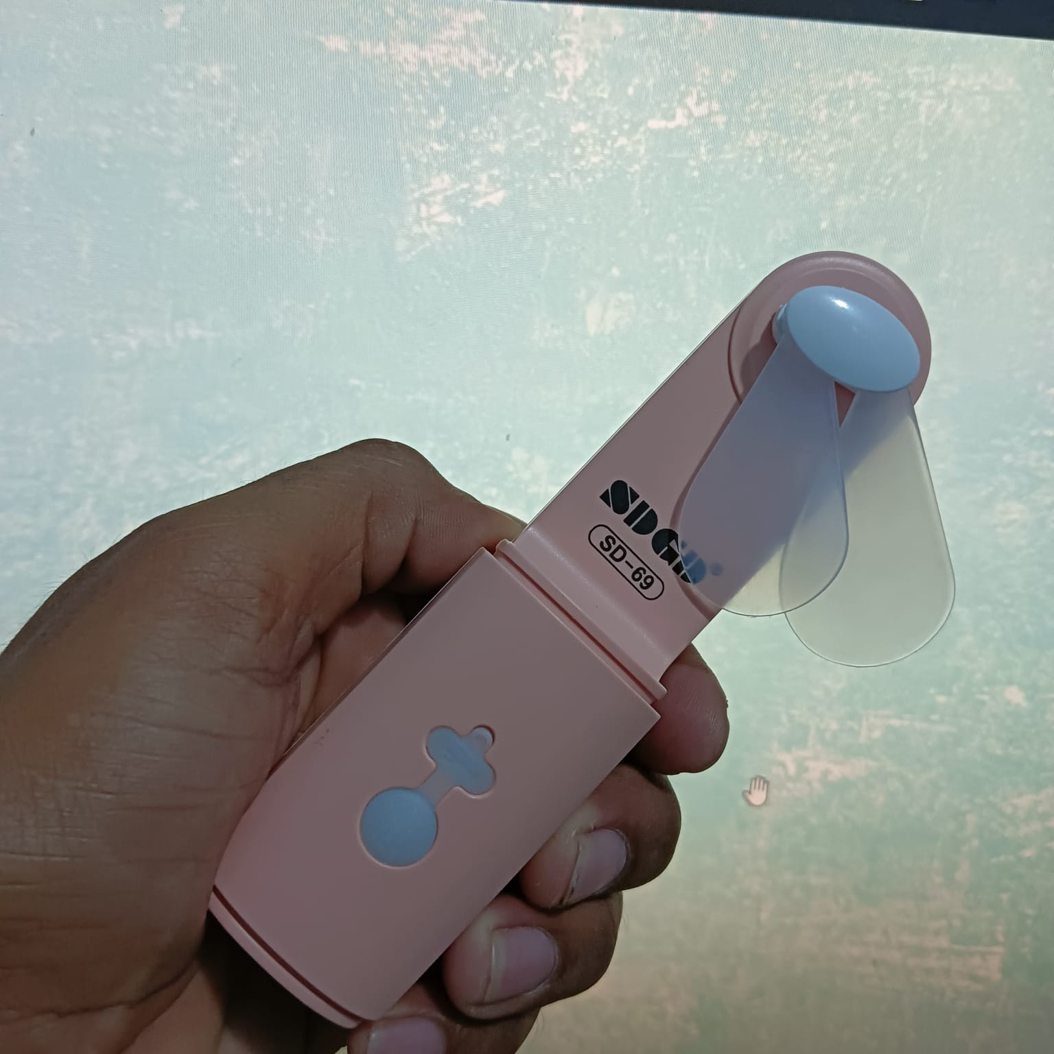 SD-69 Mini Pocket Fan With Troch Light Rechargeable Powerful Fan Foldable wing with Torch and Flashlight. 