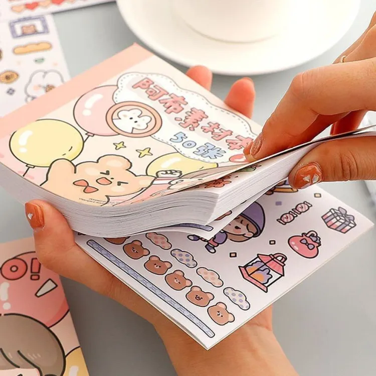 Kawaii Cute Sticky Journal Sticker Book 15 Sheet Big Size