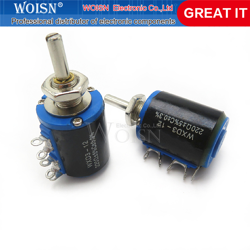 5pcs Precision multi-turn potentiometer 5 turns short body WXD3-12-1W 220R