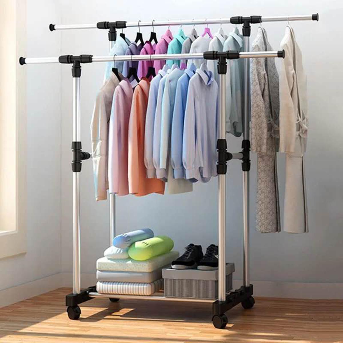 Double Pole Portable Clothes Rack Clothes Hanger Daraz .bd