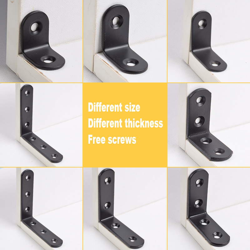 10Pcs Black Stainless Steel or Iron Angle Bar 90 Degree Rightcheerful Angle Fixed Block Angle Bracket Hardware Furniture Connector. 