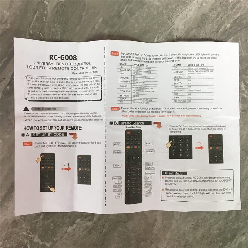 RC-G008 Universal Remote Control. 
