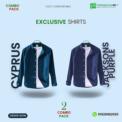 Premium Quality Stylish Casual Long Sleeve Shirt For Men (Combo 2pecs)