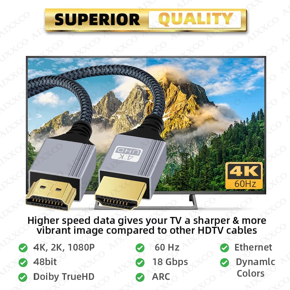 HDMI-Compatible Cable 2.0 Wire 4K 60Hz for Xiaomi Xbox PS5 PS4 Laptops HDMI-Compatible Splitter Digital Cable Cord 2m 3m 5m 10m. 